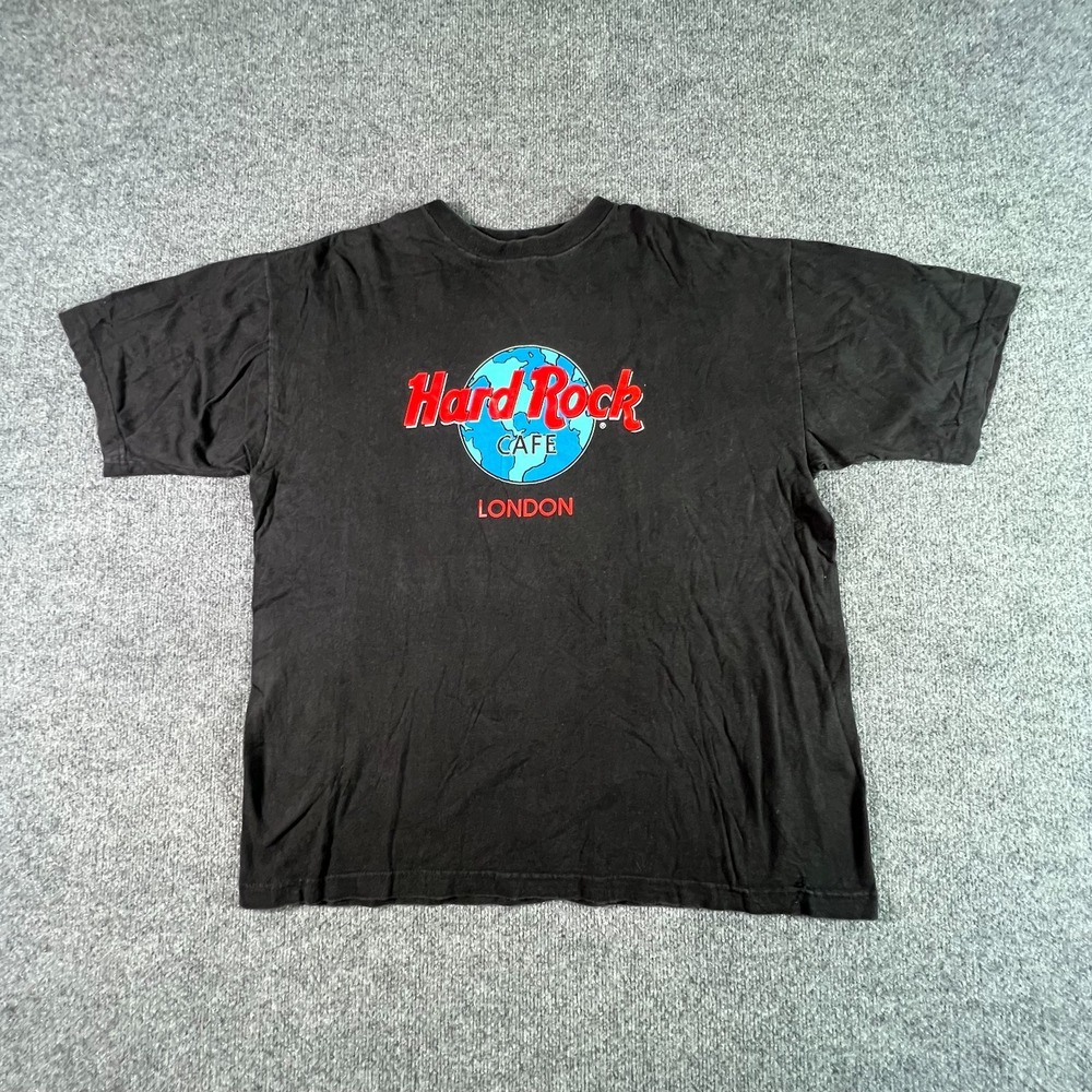 Vintage Hard Rock Cafe London T-Shirt Mens XL Black Cotton Graphic Tee 90s